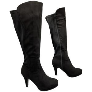NEW Katliu Women's Knee High Heeled Boots Black Size 8.5